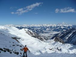 skier on a snowy mountain in italy