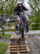 girl jumping on a motorcycle