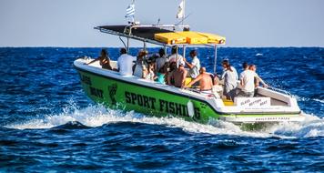 Speed Boat with group of people on Sea