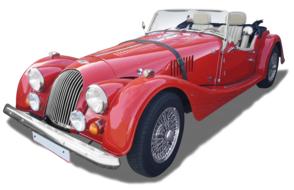 Shiny, beautiful, red convertible "Morgan" car, clipart