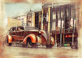 car retro drawing