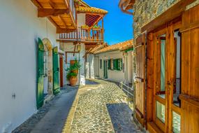 picturesque alley in old village in Cyprus, Kalopanayiotis