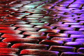 Cobblestones Rain red road