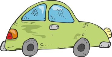 green car as a drawing