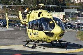 yellow ambulance helicopter