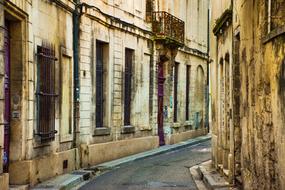 Beautiful, old alley of the city in Aix-En-Provence, France