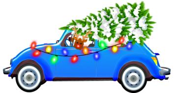 christmas car with tree drawing