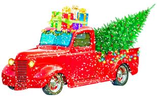 christmas pick up with tree drawing