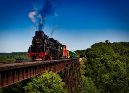 steam locomotive on a railway bridge