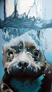 seal under water as a digital fantasy