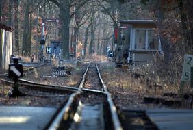 complex interlacing of railway tracks close-up