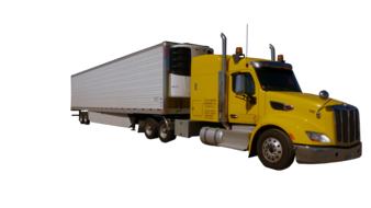 american yellow truck on white background