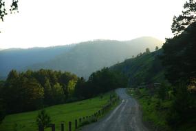 landscape of Mountains at Evening Sunset