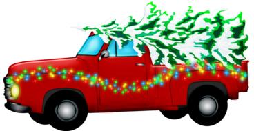 christmas retro car santa landscape