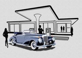 mercedes benz 300s classic drawing