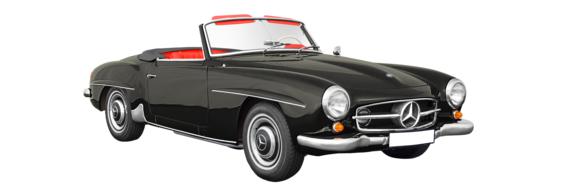 Mercedes-Benz 190 Sl Cabriolet, black vintage sports car