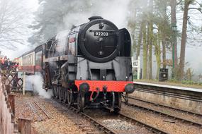 passenger Train with Diesel Locomotive at station on north norfolk railway, uk, england