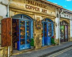 painted shop in the old town in Larnaca, Cyprus