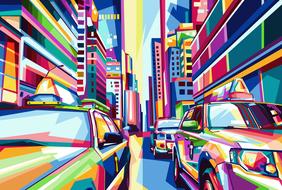 city street in pop art style