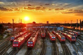 Locomotive Train Cars on Railway