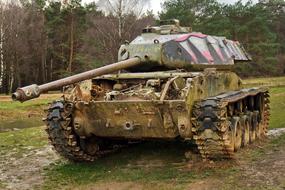 training on a military retro tank