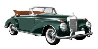 vintage dark green Mercedes Benz 300S Cabriolet as a 3d visualization