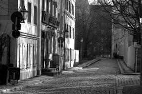 monochrome, cobblestones in an alley in the historic center of Berlin