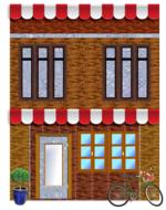 brick building awnings drawing