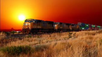 freight Train at red sunset