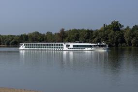 Boat Hotel on danube river at summer