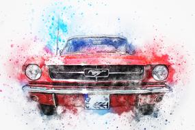 mustang oldtimer car, digital art