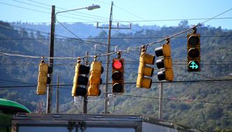 chaos of traffic lights at the crossroads