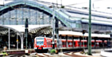 Cologne Central Station in a blurred background