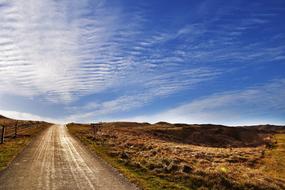 landscape of field Path and cloudy Sky