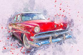 drawing of abstract old car art