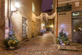 Christmas decorations on the streets in Tallinn