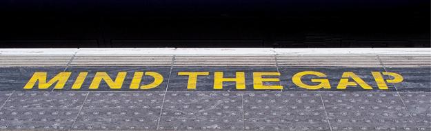 Railway Platform Mind the gap sign