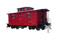 expired red railway carriage