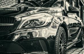 Close Up monochrome photo of Pkw Auto