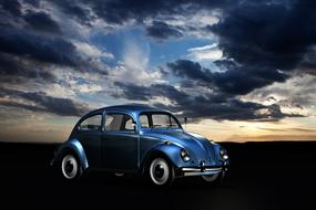clipart of the Volkswagen Historically car and cloudy sky