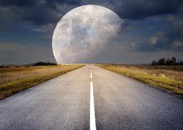 Mysterious road and super moon