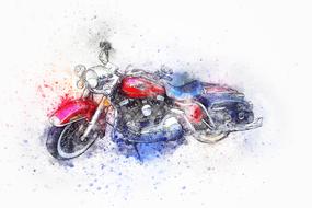 bike harley red drawing