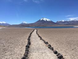 walking path in the desert Desierto de Atacama in Chile