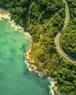 panorama of highway along the coastline in Thailand
