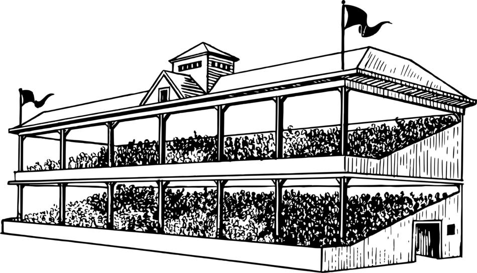 black and white photo of fans in the stands