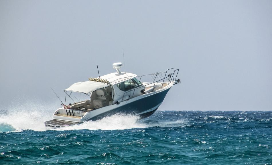 speed boat glides over the waves