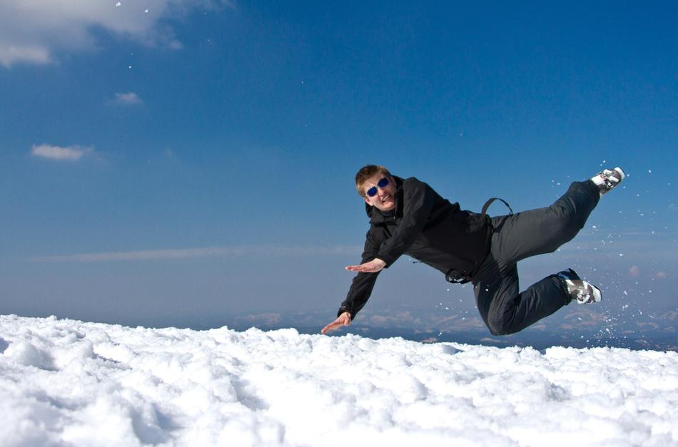 man on Snowy Mountain at Nature