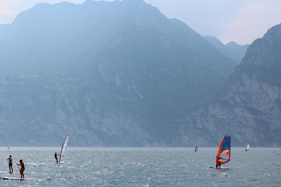 Surfers on Garda Italy