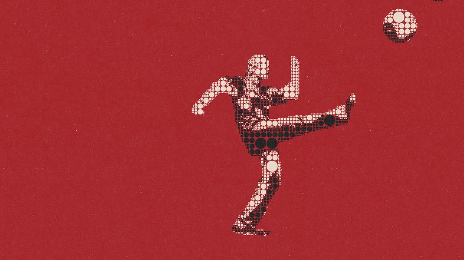 silhouette of a football player on a red background