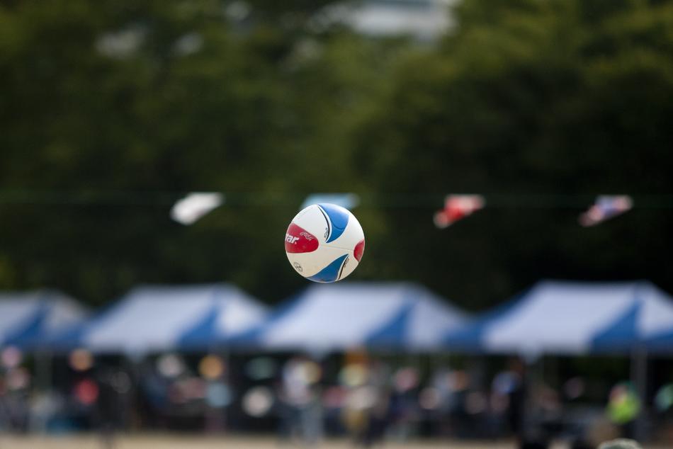 volleyball ball in flight in a blurred background